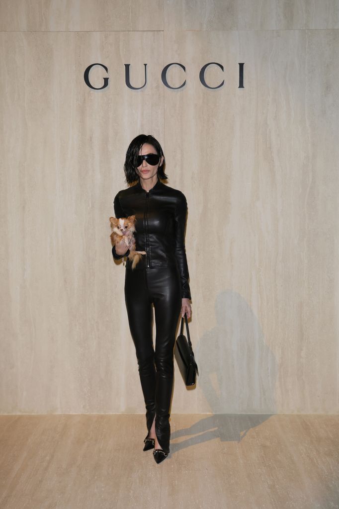 Demi Moore in full leather outfit