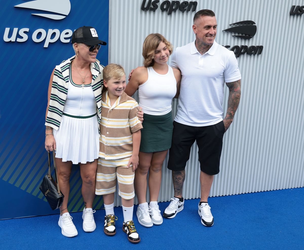 Pink, Carey Hart and their kids Willow Hart and Jameson Hart at the 2025 US Open Tennis Championships