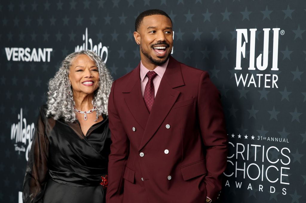 Donna Jordan and Michael B. Jordan attend the 31st Annual Critics Choice Awards at Barker Hangar on January 04, 2026 in Santa Monica, California
