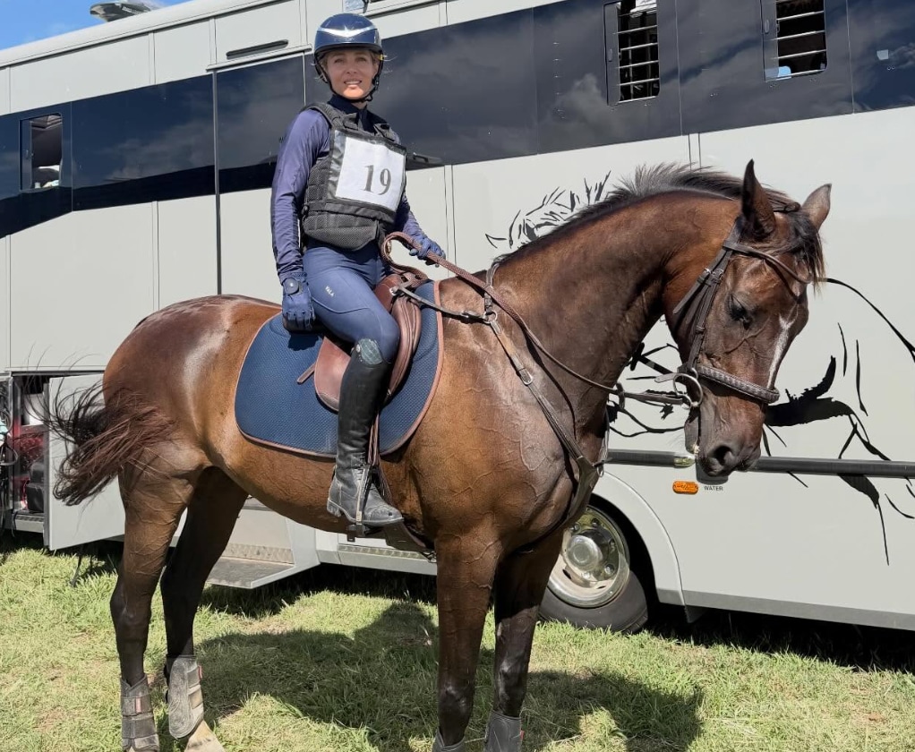 One of the standout photos shows Pataky fully dressed in competition gear while mounted on her horse.