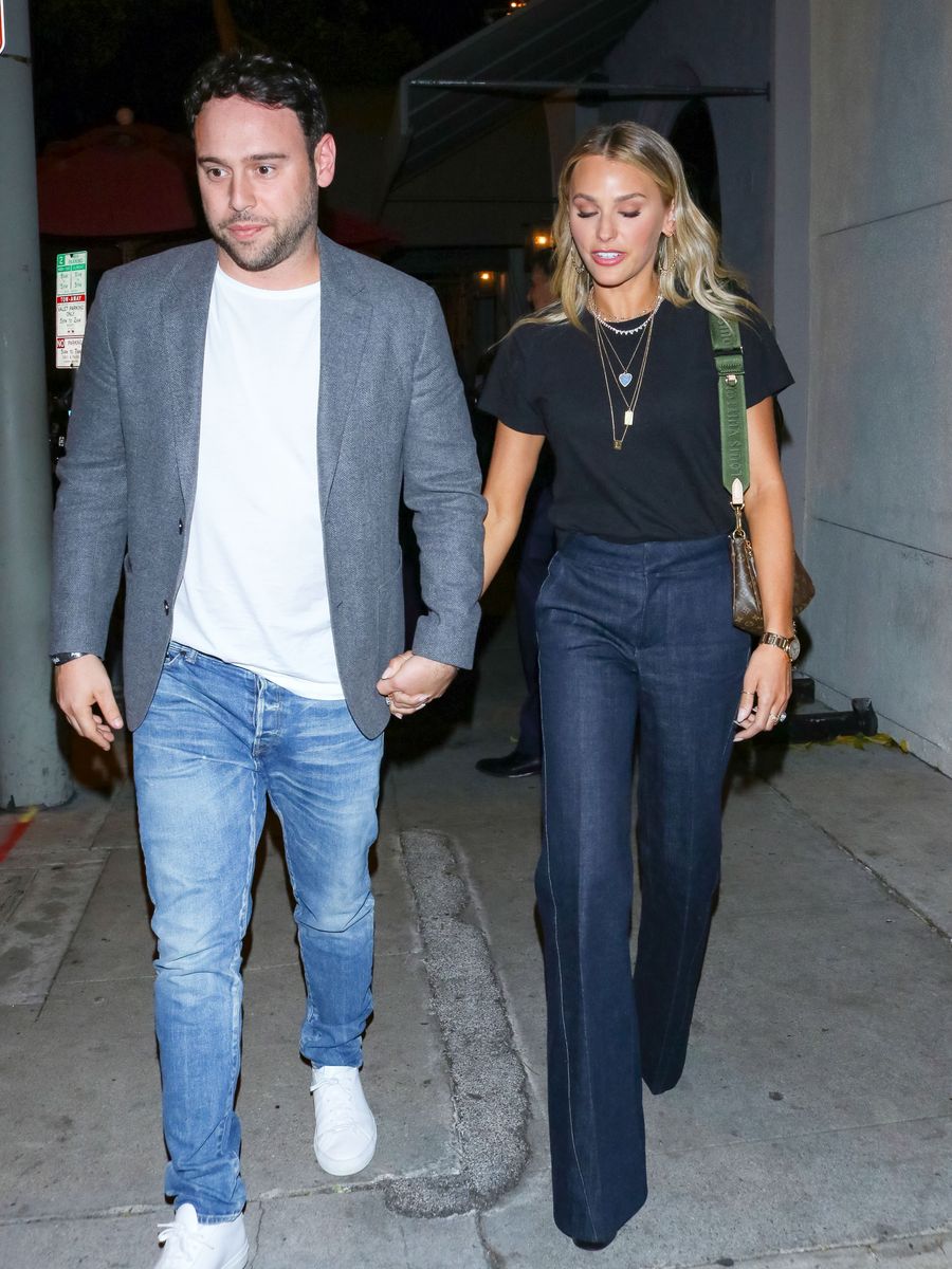  Scooter Braun and Yael Cohen are seen on January 28, 2020 in Los Angeles, California.  (Photo by TM/Bauer-Griffin/GC Images)