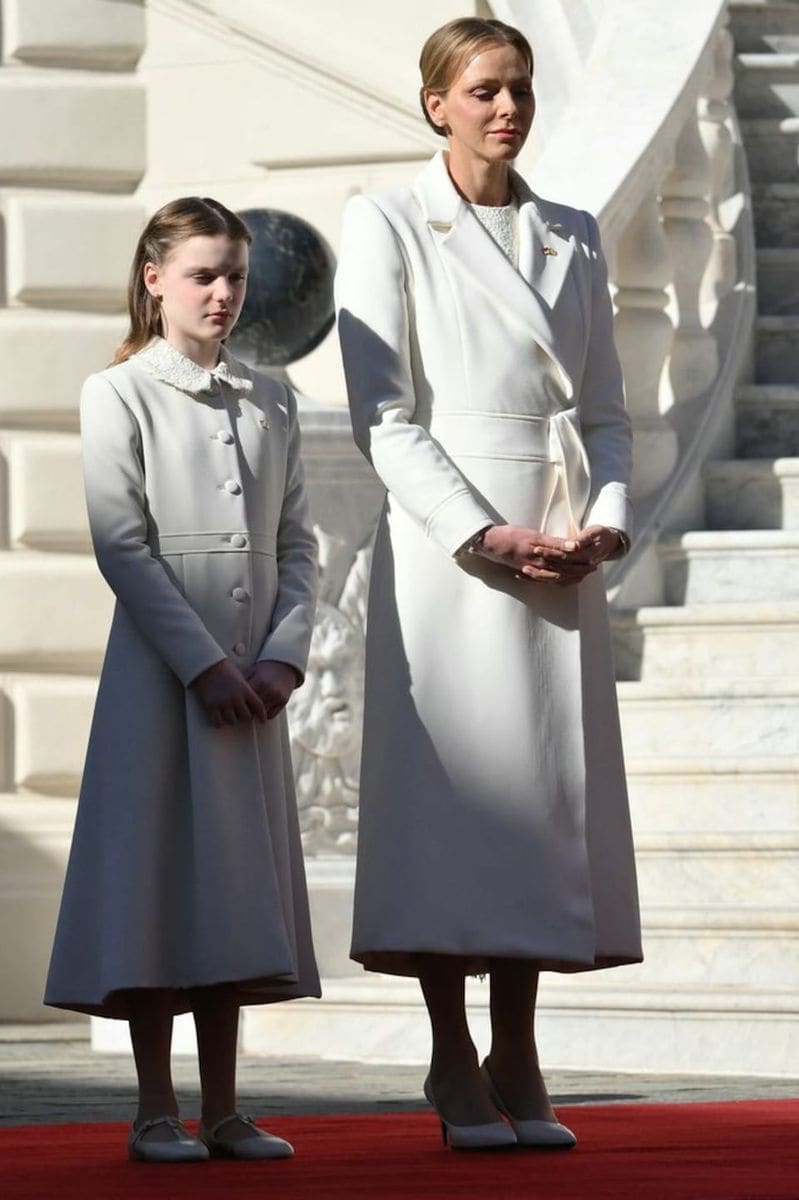 Charlene of Monaco and Princess Gabriella wear white at historic papal visit