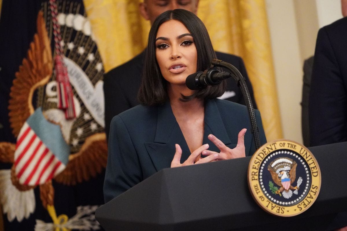 Kim Kardashian speaks at Donald the second chance hiring and criminal justice reform event in the East Room of the White House in Washington, DC, June 13, 2019