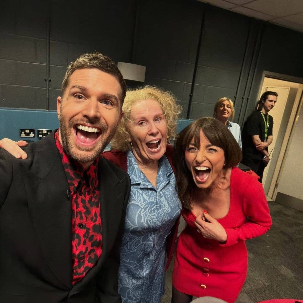 Davina was joined by Joel Dommett and Catherine Tate 
