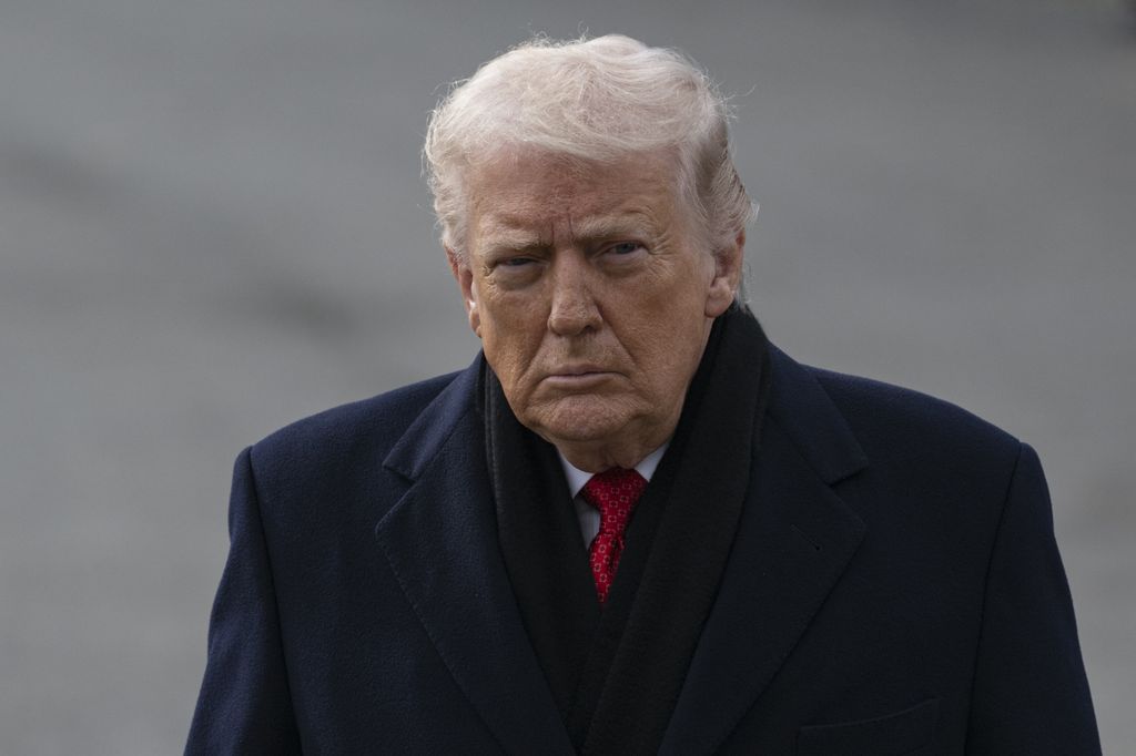 United States President Donald Trump speaks to the press before his departs the White House en route Palm Beach, Florida on January 16, 2026, in Washington DC,
 United States. 