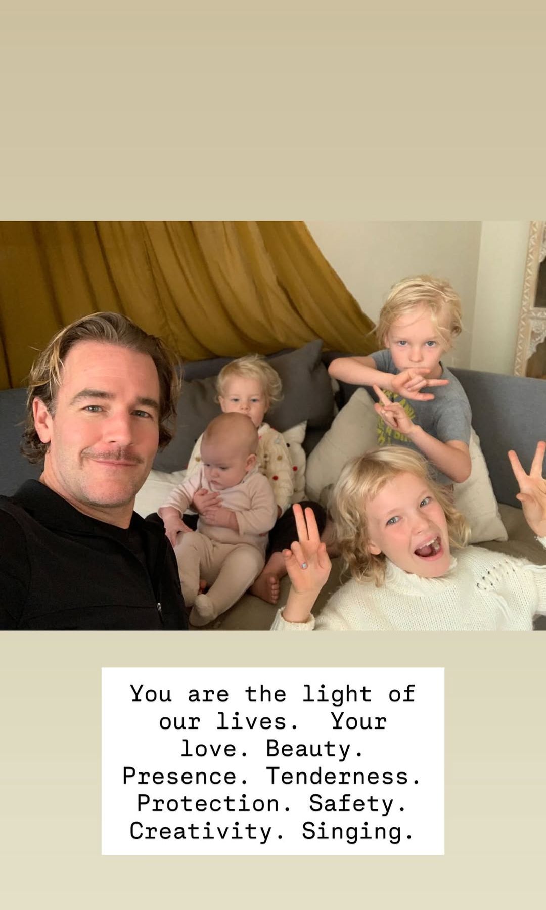 James Van Der Beek with his kids, shared on Instagram