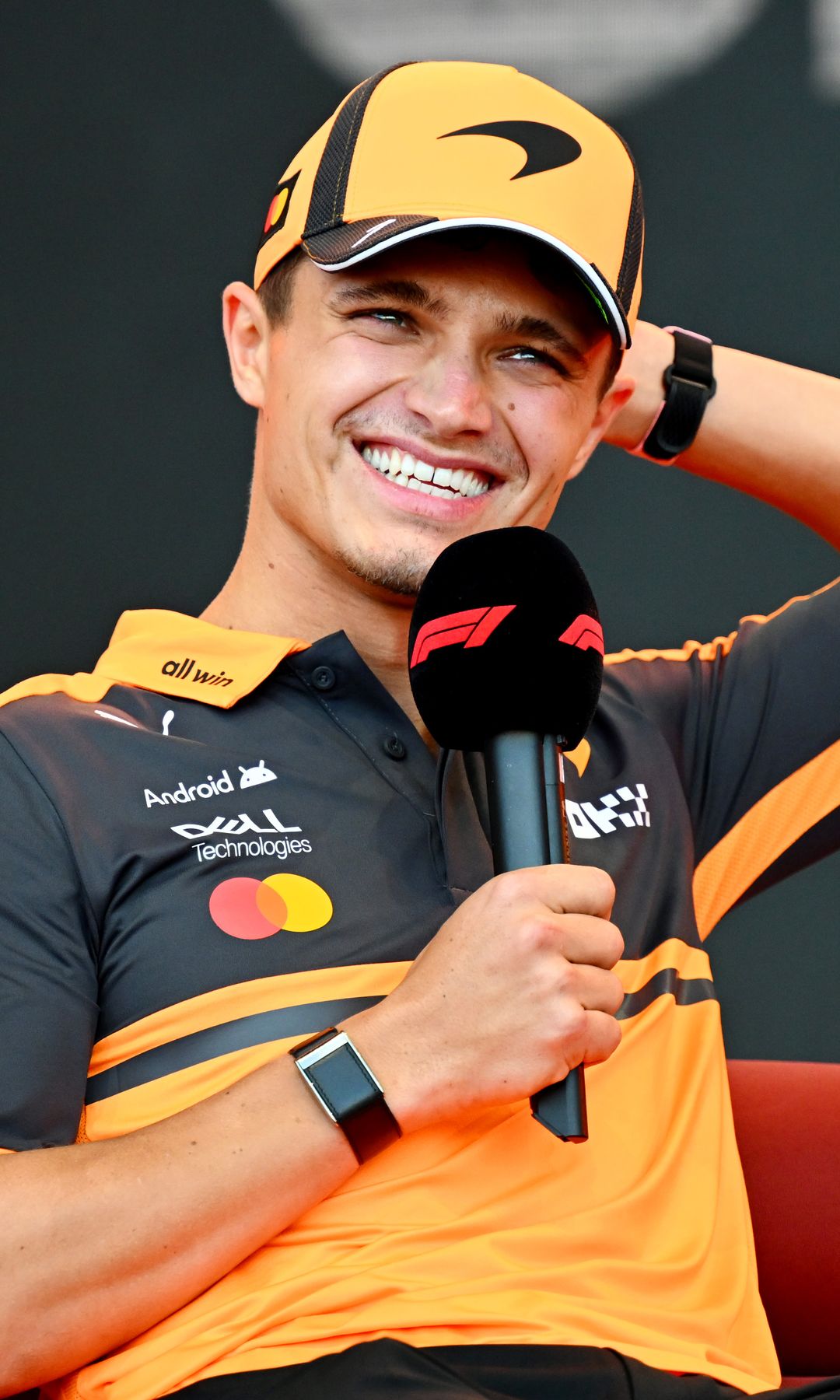 Lando Norris giving an interview at the Australian Grand Prix