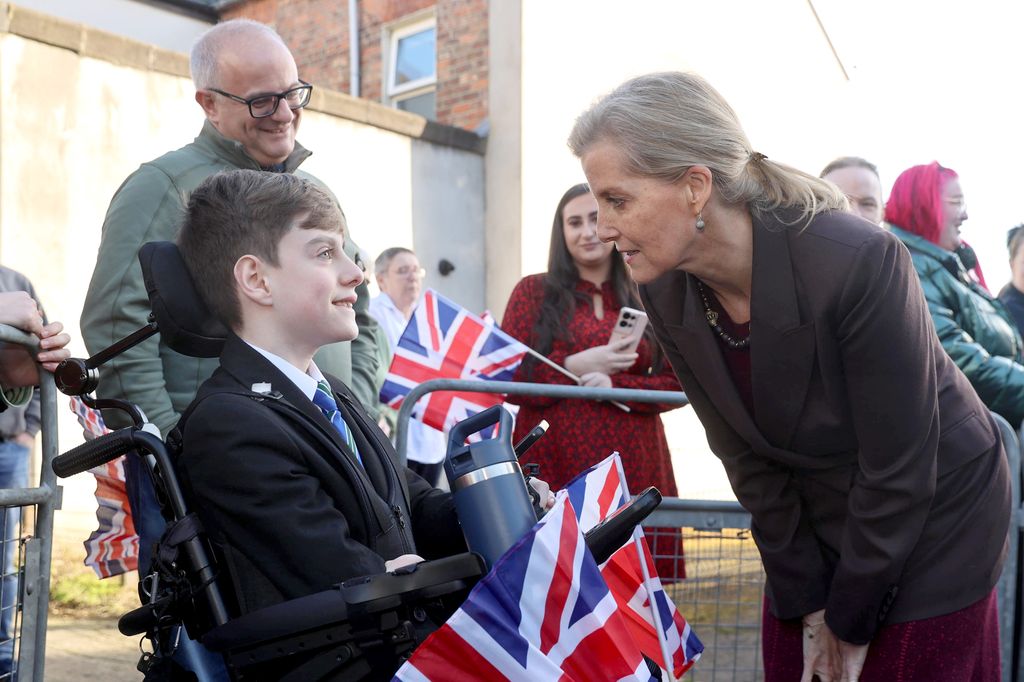 The Duchess of Edinburgh speaks to 13-year-old Reuben Walls, from Grosvenor Grammar School