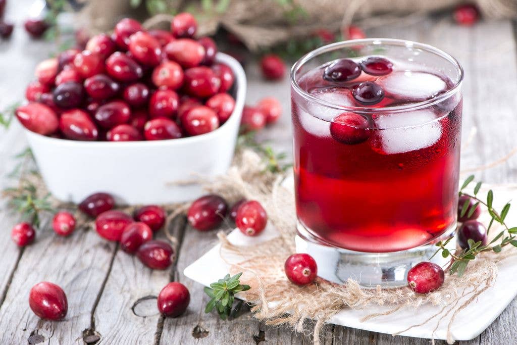 Cranberry juice doesn't contain the fibre found in the fruit, so isn't as healthy as the whole fruit