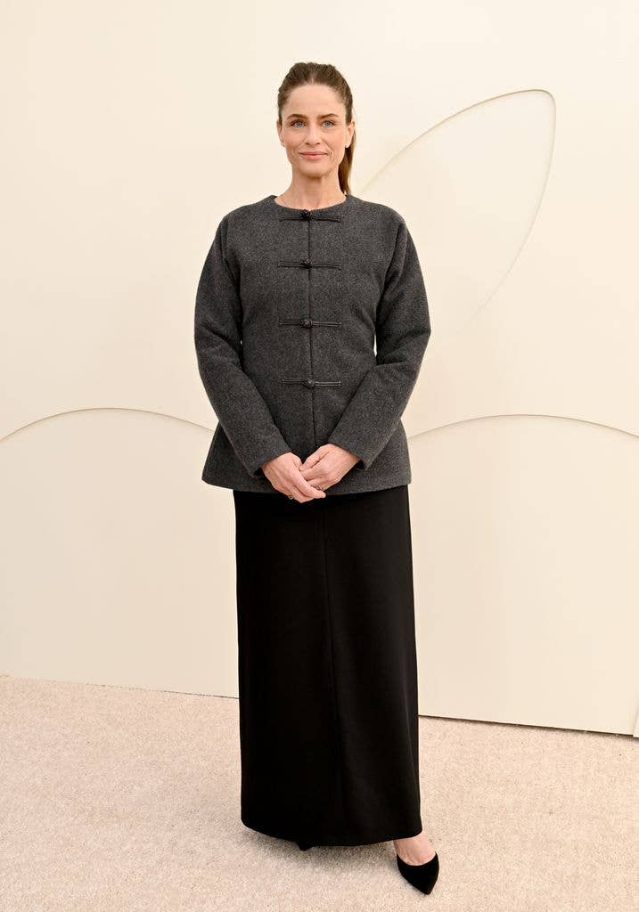 Amanda Peet attends the Apple TV Press Day at Barker Hangar on February 03, 2026 in Santa Monica, California
