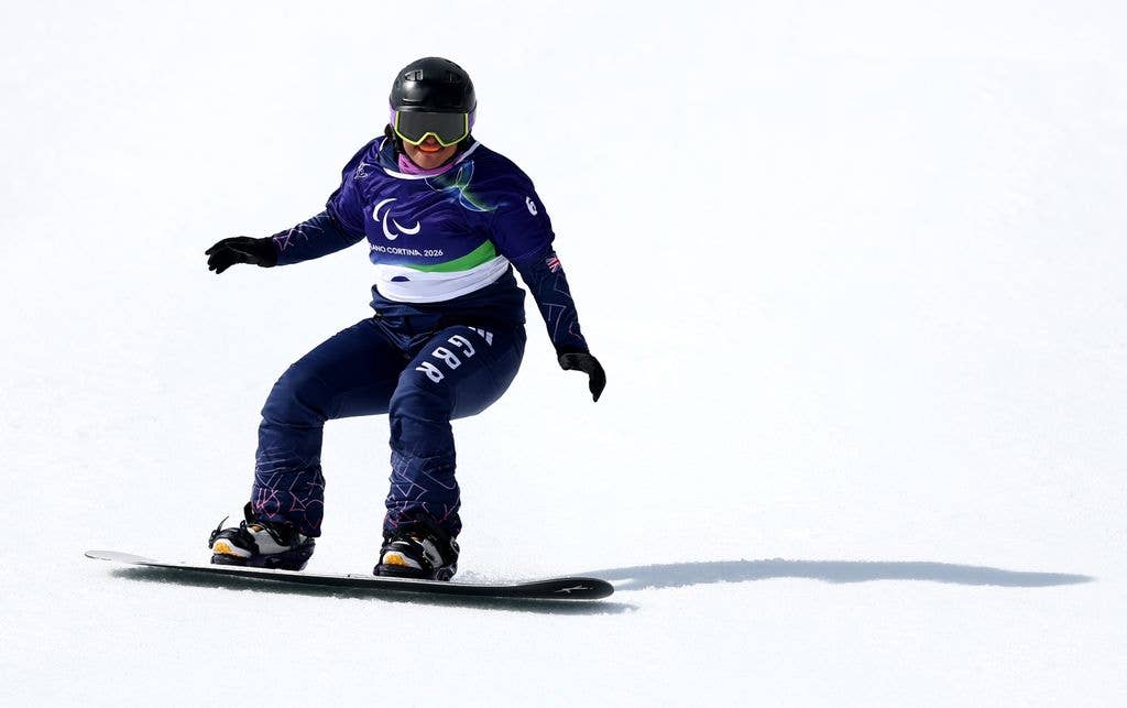Nina is competing in the Women's Banked Slalom SB-LL2 