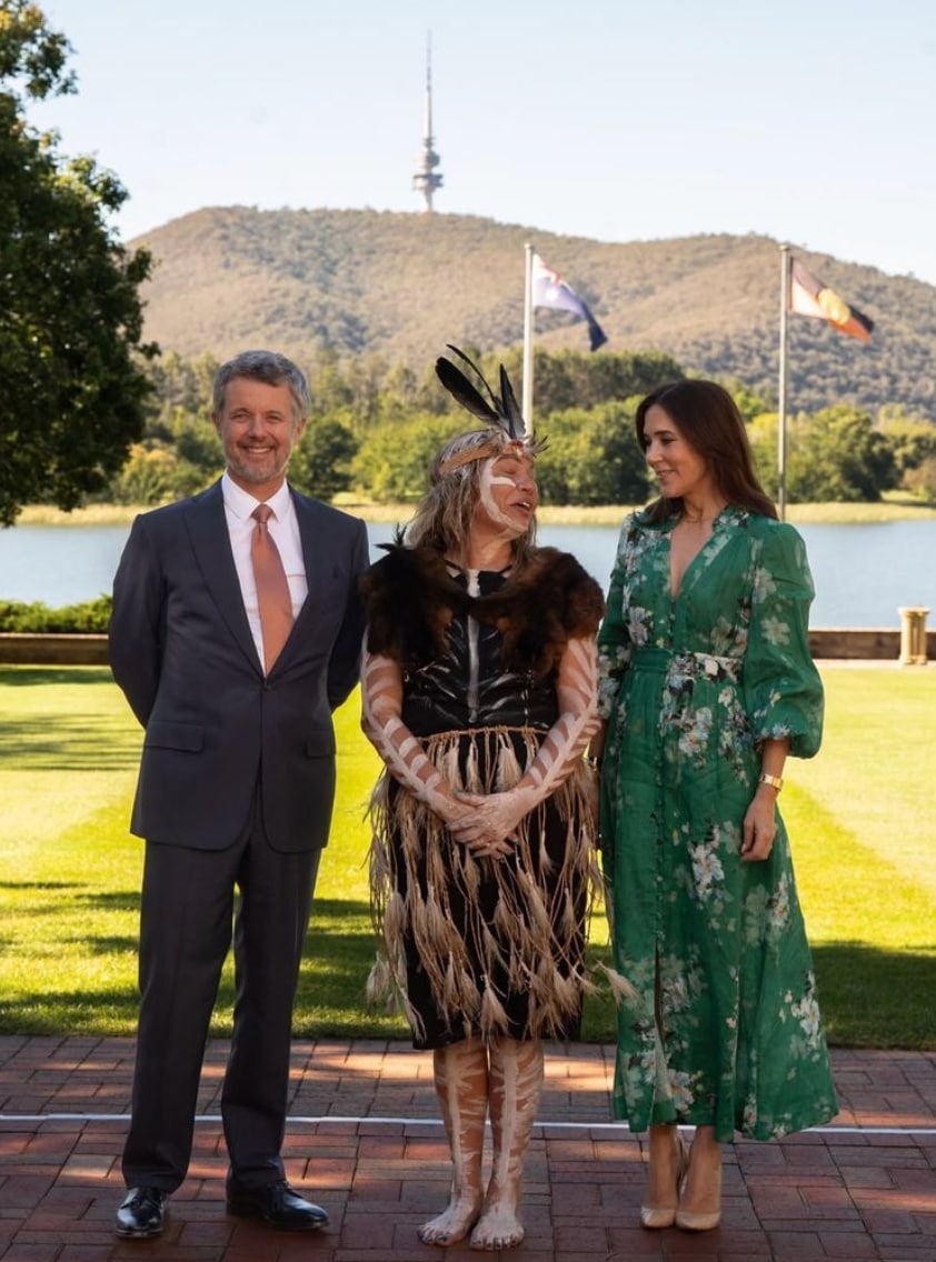 Queen Mary demonstrated her knack for reinventing wardrobe favorites by pairing the dress with nude crocodile-effect pumps.