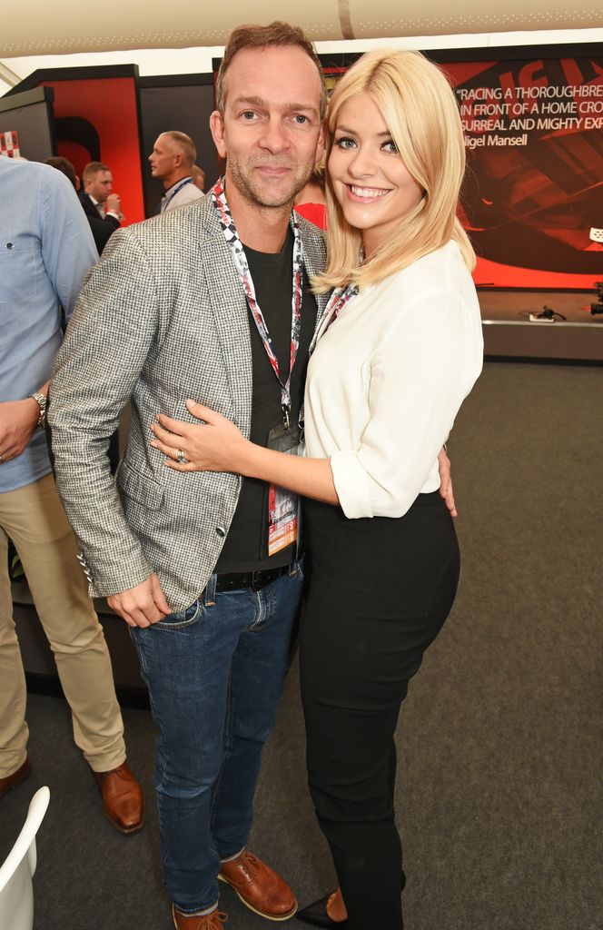 NORTHAMPTON, ENGLAND - JULY 10:  Dan Baldwin (L) and Holly Willoughby attend the British Grand Prix in the Driver Lounge at Silverstone on July 10, 2016 in Northampton, England.  (Photo by David M. Benett/Dave Benett/Getty Images)