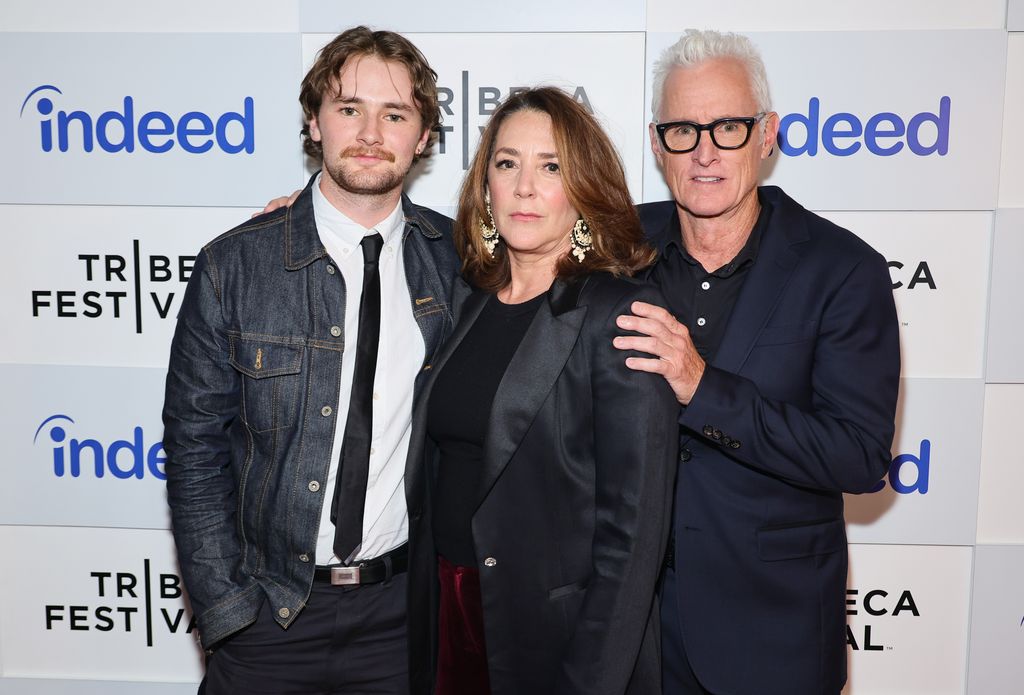 Harry Slattery, Talia Balsam, and John Slattery attend the "Maggie Moore(s)" premiere