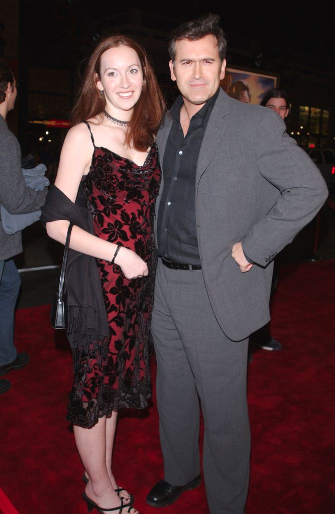 Bruce Campbell (co-star of film) and daughter Rebecca arrive at the premiere of "The Majestic."  in 2001