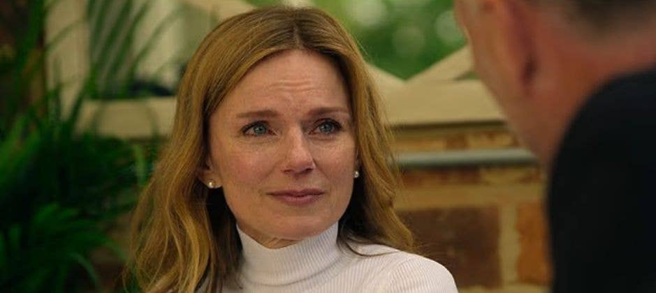 Geri Halliwell looking emotional in a scene from Drive to Survive