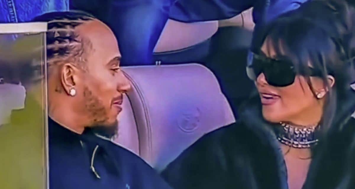 Lewis Hamilton and Kim Kardashian seen together at the Super Bowl during a quick scan of a tv camera. Looks like the dating rumors are confirmed.