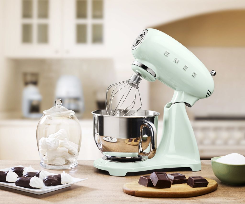 Smeg stand mixer in pastel green