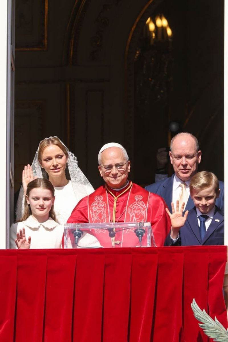 Charlene of Monaco and Princess Gabriella wear white at historic papal visit