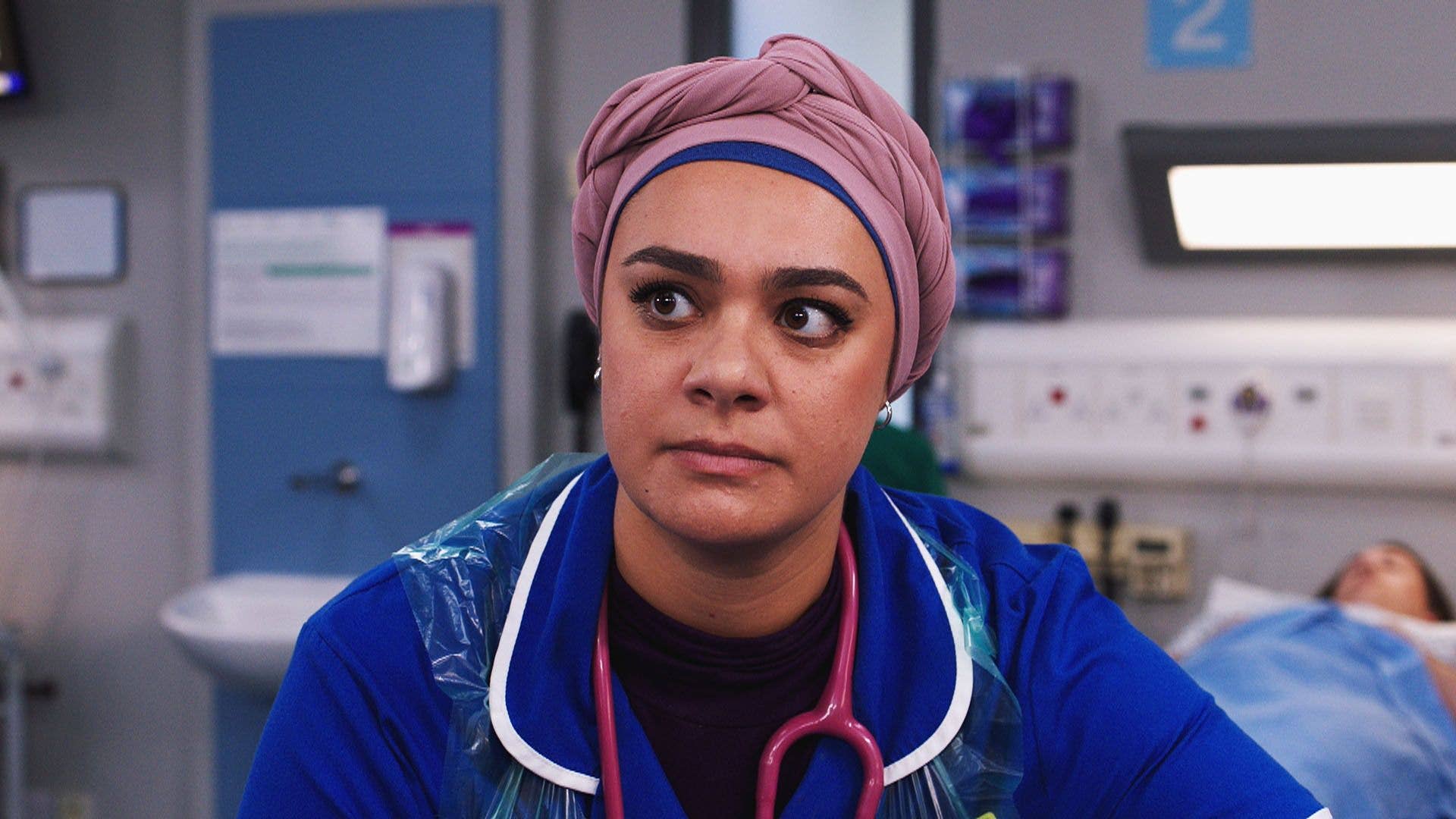Sarah Seggari in a still image from Casualty