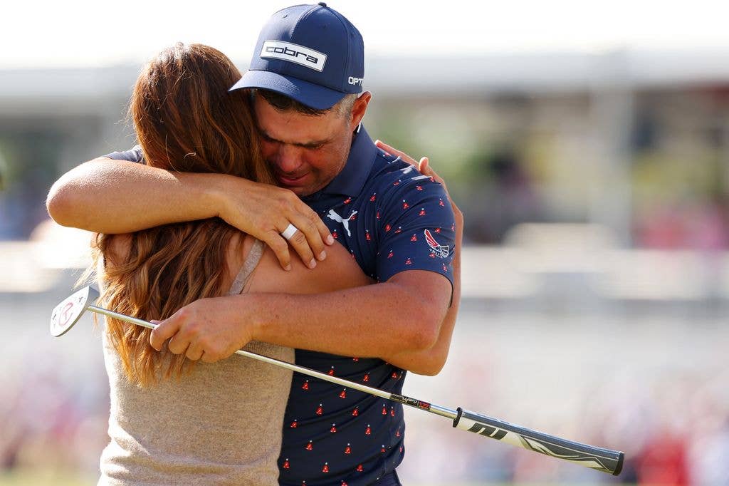 Gary hugs his wife Gabby in emotional moment after win