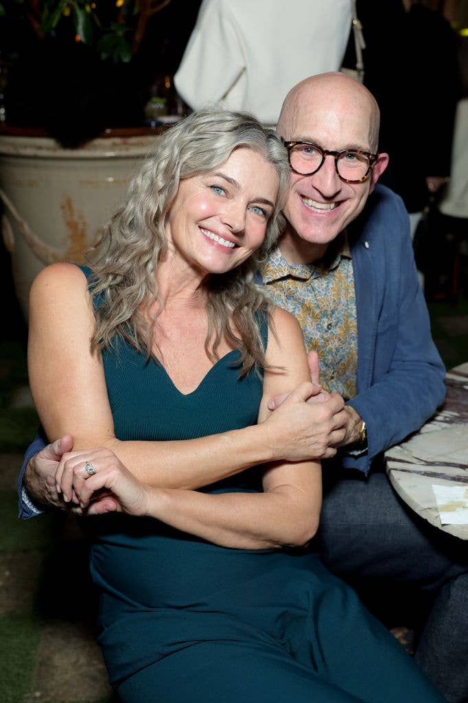 Paulina Porizkova and Jeff Greenstein attend the Estee Lauder Celebrates the New Double Wear at Chateau Marmont with Daisy Edgar-Jones at Chateau Marmont on January 29, 2026 i