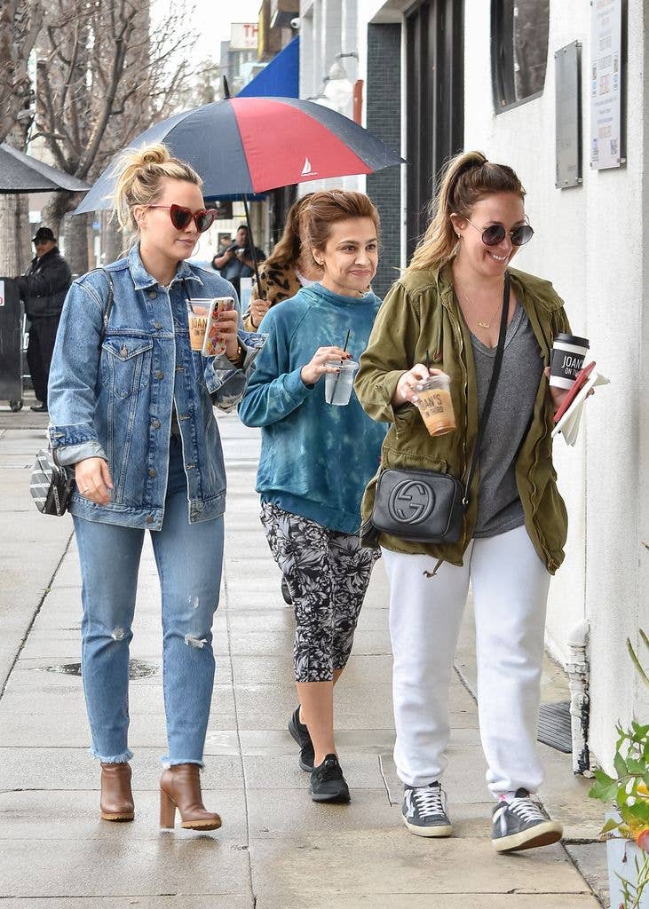 Hilary Duff and her sister, Haylie Duff are seen on March 20, 2019