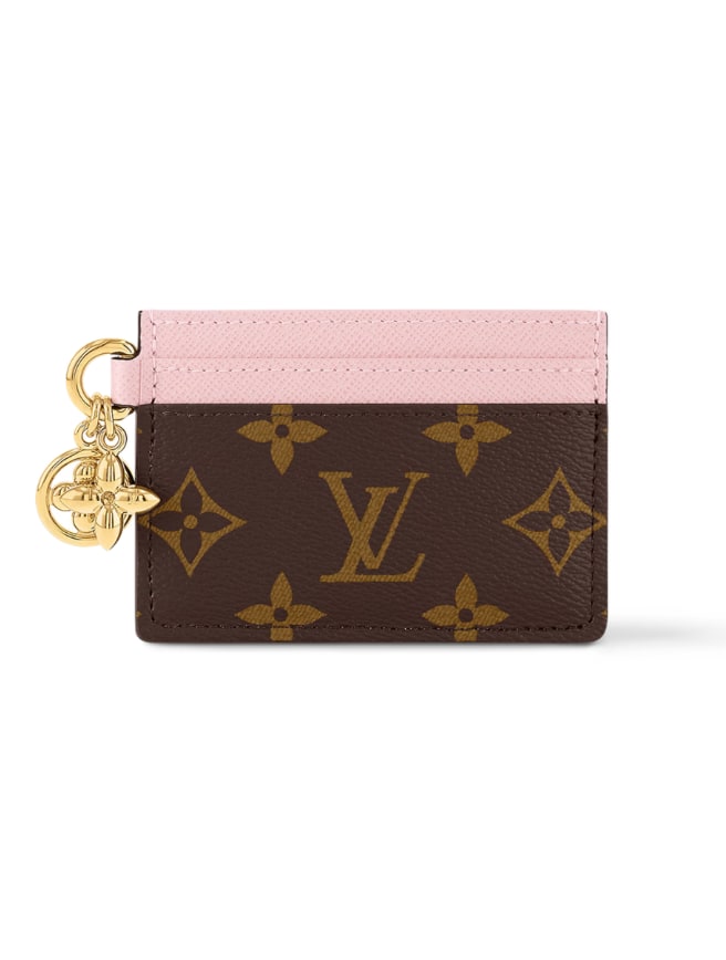 LV Charms Card Holder in brown and pink