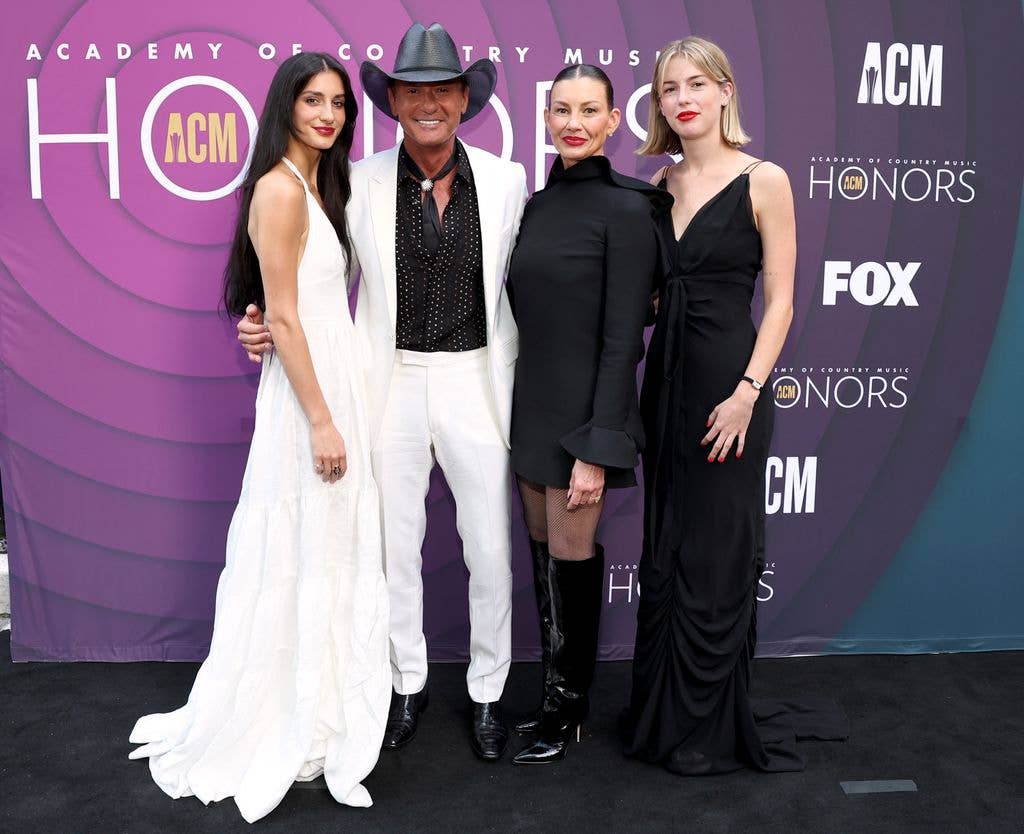 Audrey McGraw, Tim McGraw, Faith Hill and Maggie McGraw attend the 16th Annual Academy of Country Music Honors at Ryman Auditorium on August 23, 2023 in Nashville, Tennessee