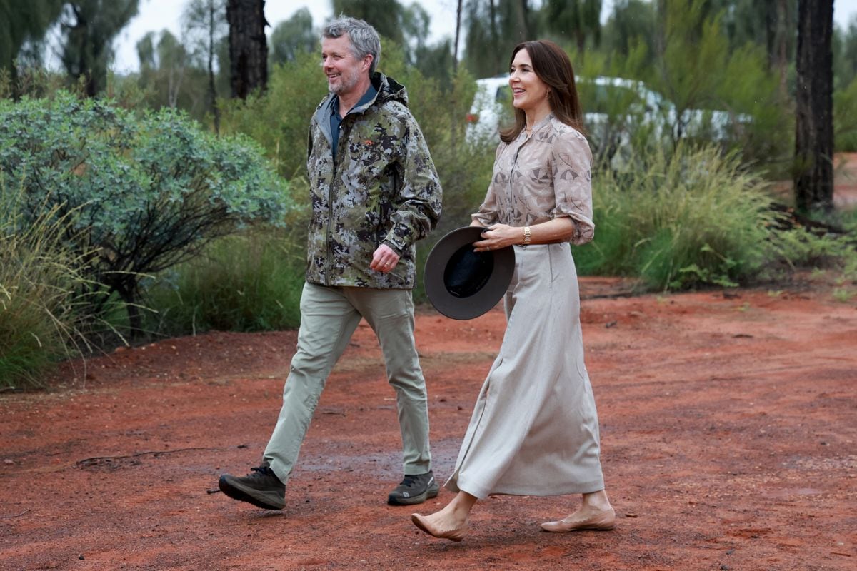 Denmark's King Frederik X and Queen Mary arrive at the Uluru-Kata Tjuta National Park Cultural Centre at Uluru on March 14, 2026, during their five-day state visit to Australia.