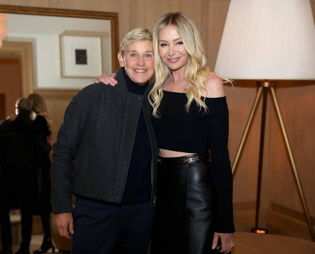 Ellen DeGeneres and Portia de Rossi are seen as RH Celebrates The Unveiling of RH San Francisco