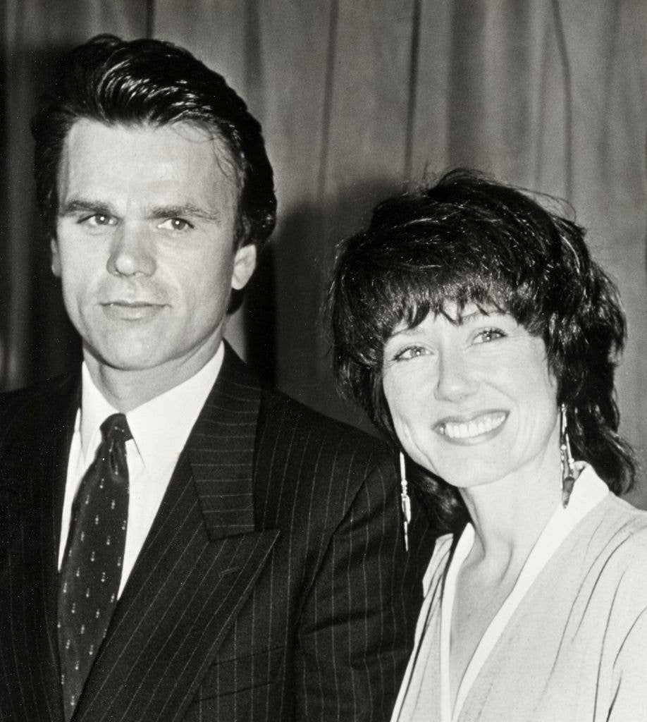 Black and white photo of Mary McDonnell and husband Randle Mell.