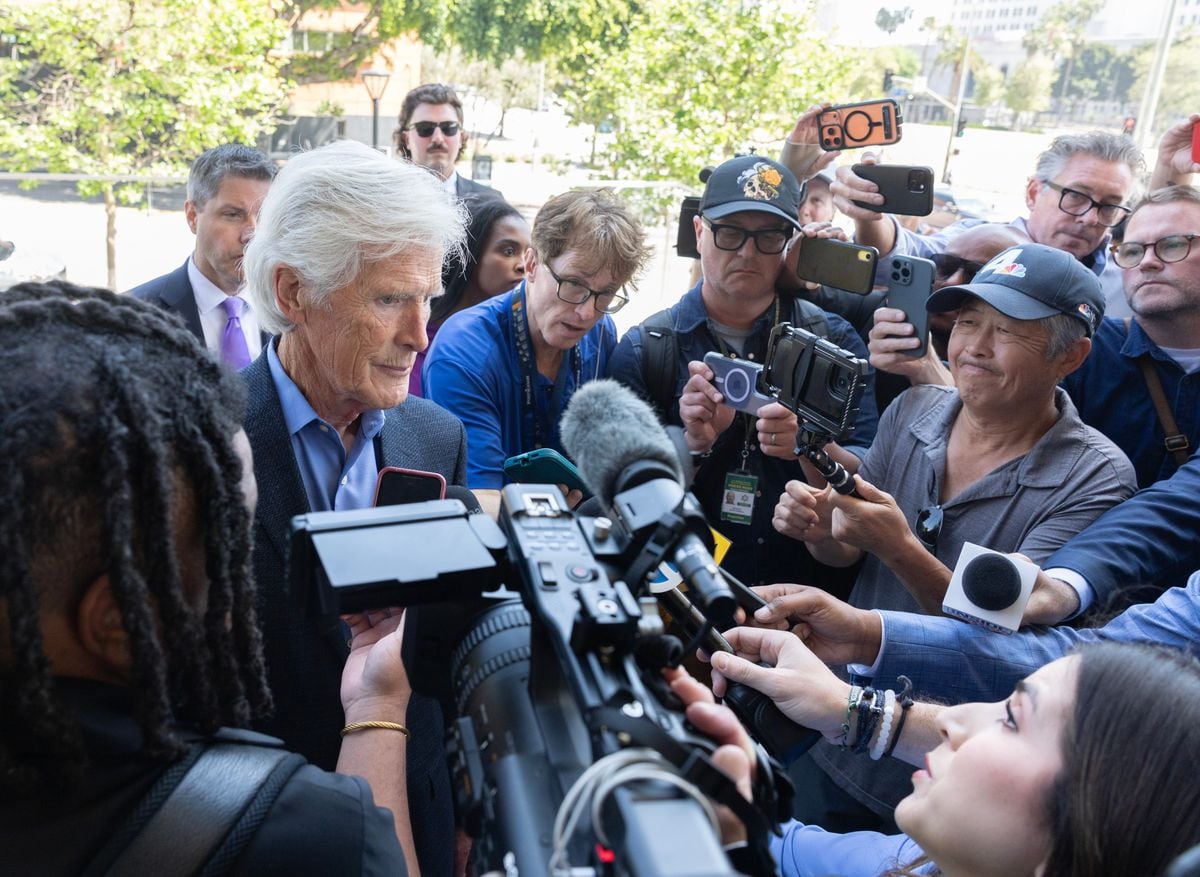 Keith Morrison answers questions following the sentencing for "Ketamine Queen" Jasveen Sangha at the United States Courthouse in Los Angeles, CA on Wednesday, April 8, 2026