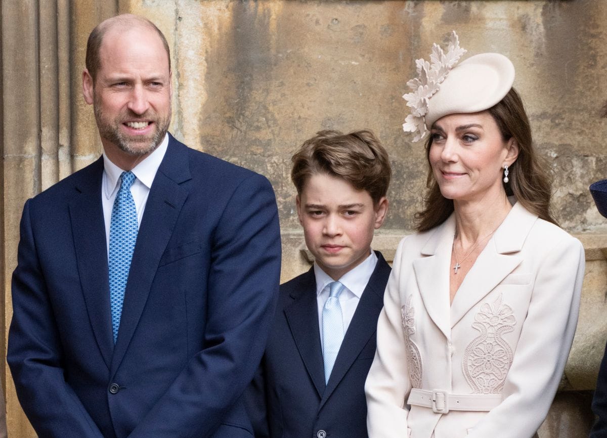 Kate Middleton wearing a cream hat with leaf details at Easter service in Windsor