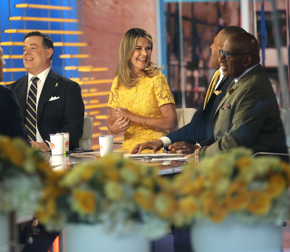 Carson Daly, Savannah Guthrie, and Al Roker are seen at the "TODAY" show