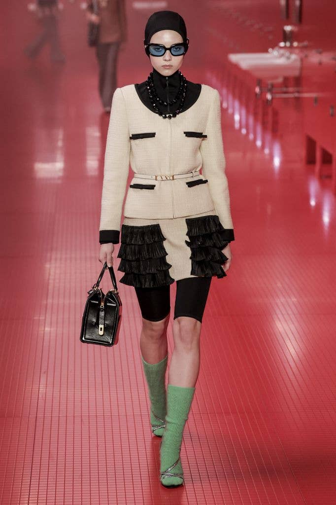 A model walks the runway during the Valentino Ready to Wear Fall/Winter 2025-2026 fashion show