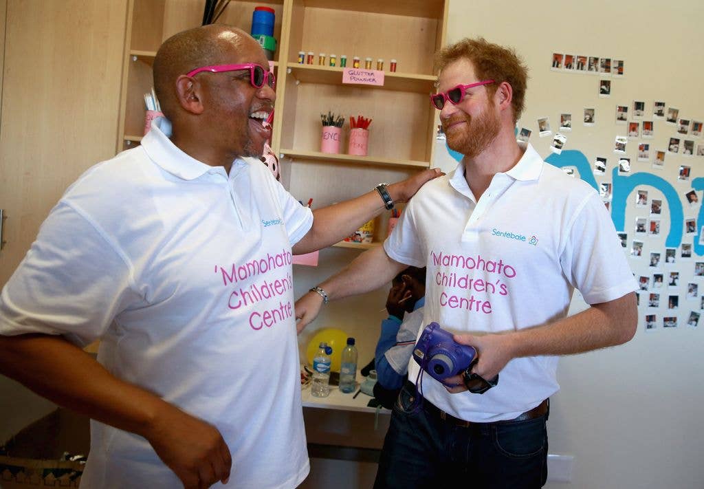 Prince Seeiso and Harry at the Mamohato Children's Centre in Maseru, Lesotho, in 2015