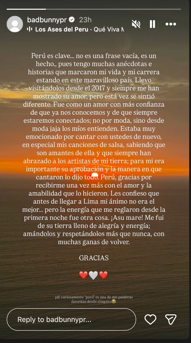 Bad Bunny shares emotional quotes about Peru, revealing how Lima’s energy changed his mood, deepened fan trust, and strengthened a lasting cultural connection.