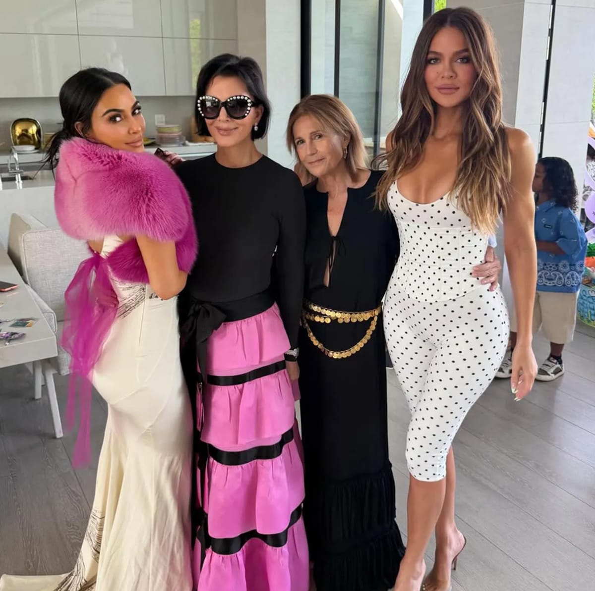 Kim Kardashian joined her sister, along with family matriarch Kris Jenner and cousin Cici Bussey. 
