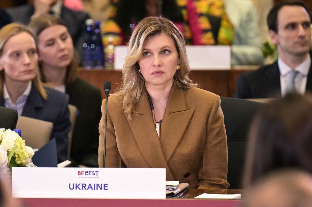 First Lady of Ukraine Olena Zelenska attends the Fostering the Future Together Global Coalition Summit hosted by US First Lady Melania Trump at the State Department in Washington, DC.