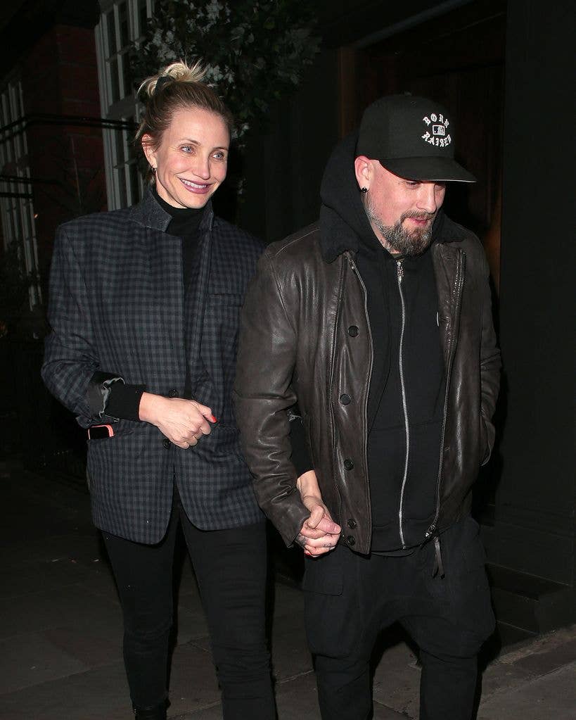 Cameron Diaz and Benji Madden âseen on a night out at Sparrow Italia - Mayfair restaurant on December 02, 2022 in London, England. (Photo by Ricky Vigil M/GC Images