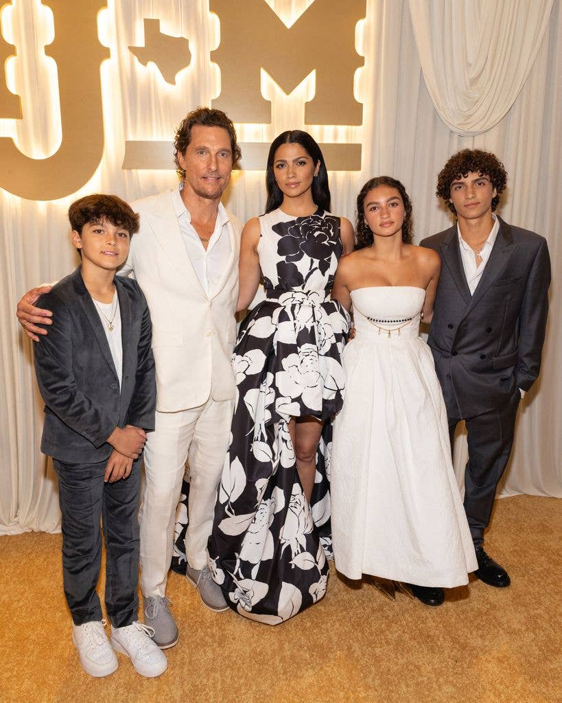Livingston McConaughey, Matthew McConaughey, Camila Alves McConaughey, Vida McConaughey, and Levi McConaughey attend the 13th Annual Mack, Jack & McConaughey Gala at ACL Live on April 24, 2025 in Austin, Texas. (Photo by Rick Kern/FilmMagic)