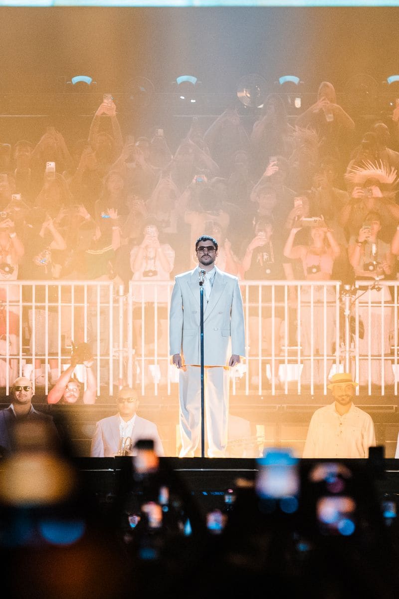 Bad Bunny performs onstage during his Debi Tirar Mas Fotos World Tour concert