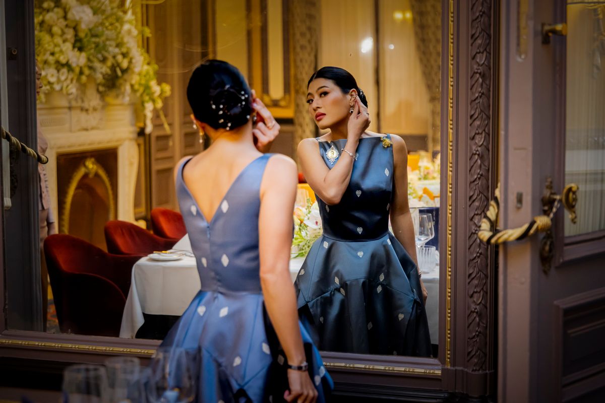 Princess Sirivannavari Nariratana Rajakanya attends the exhibition opening of Chud Thai with traditional National Thai Costumes at Hotel des Indes on April 9, 2026 in The Hague, Netherlands