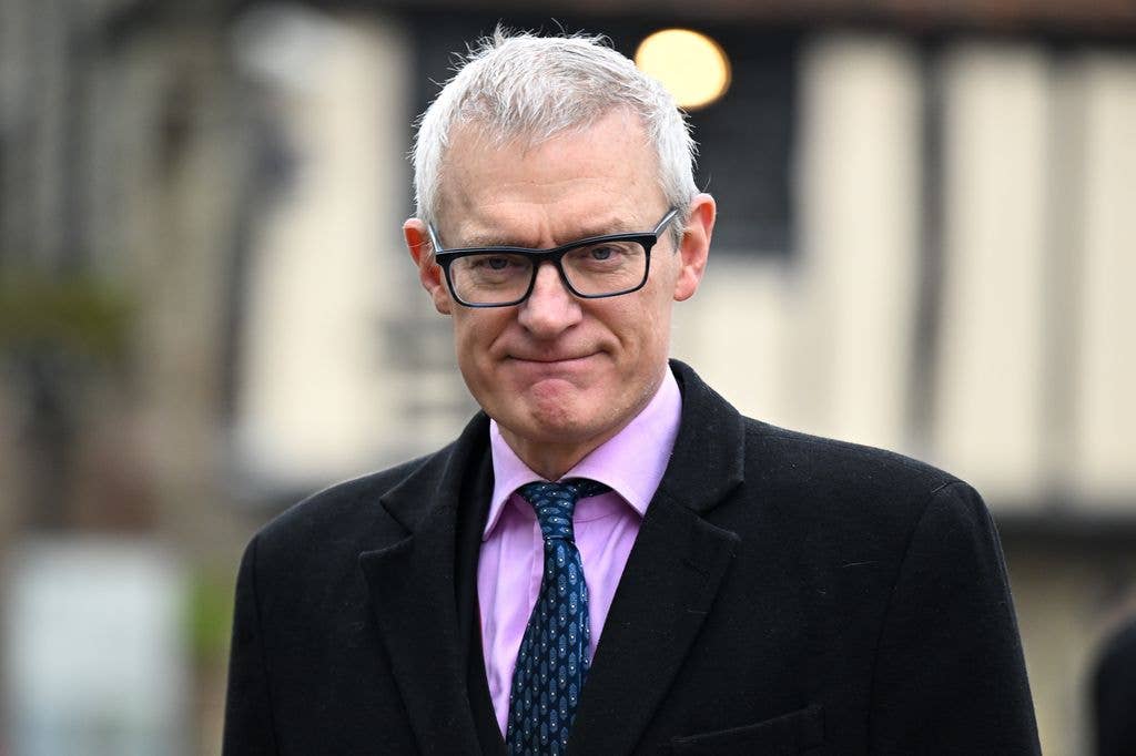 Jeremy Vine arrives at St Peter's Church at a funeral service held for DJ Johnnie Walker