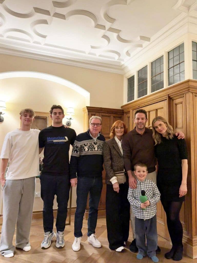 Jamie Redknapp with sons Charley and Beau and Raphael and wife Frida and parents Harry and Sandra