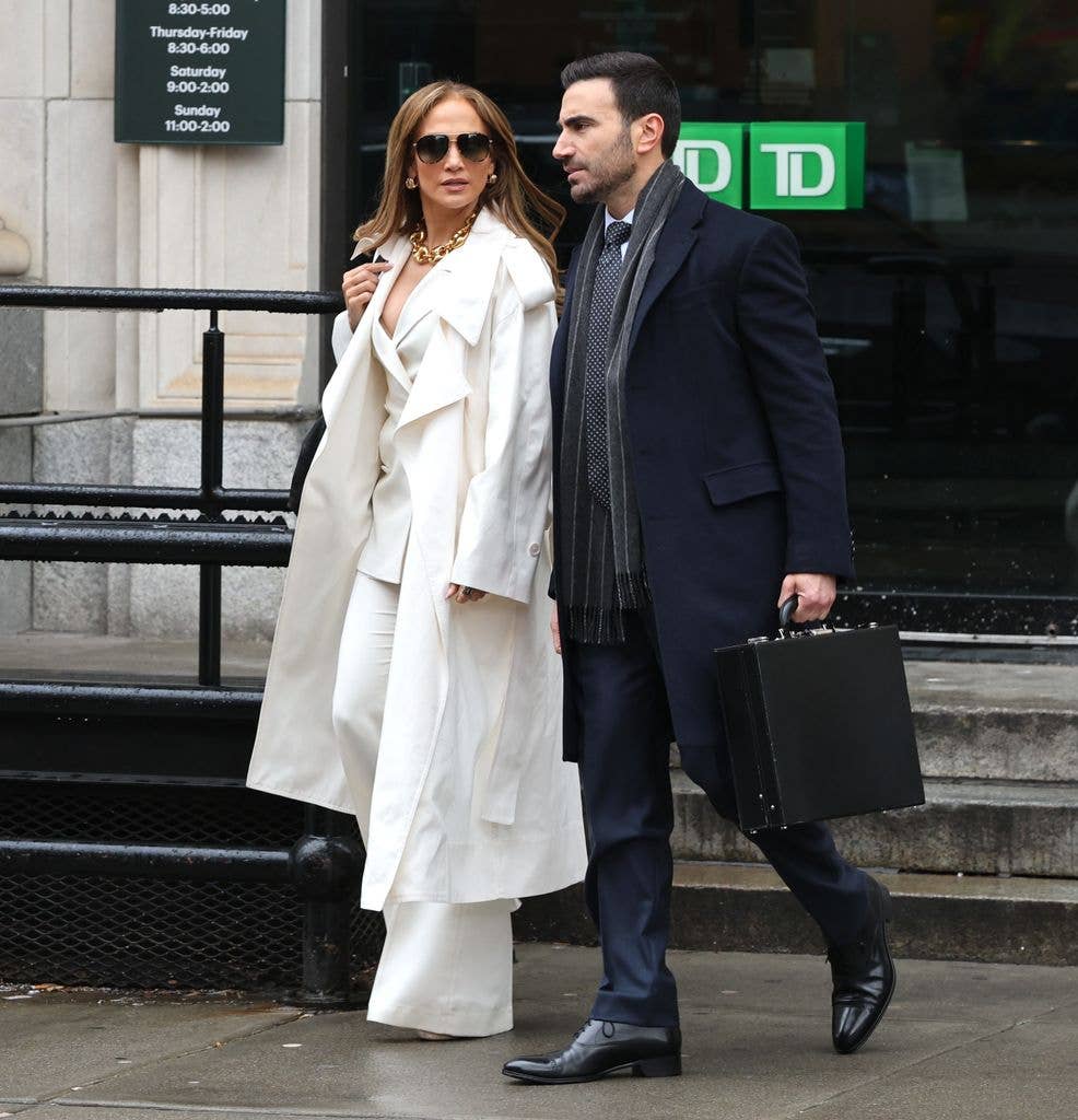 Jennifer Lopez and Brett Goldstein on the Office Romance movie set in April 