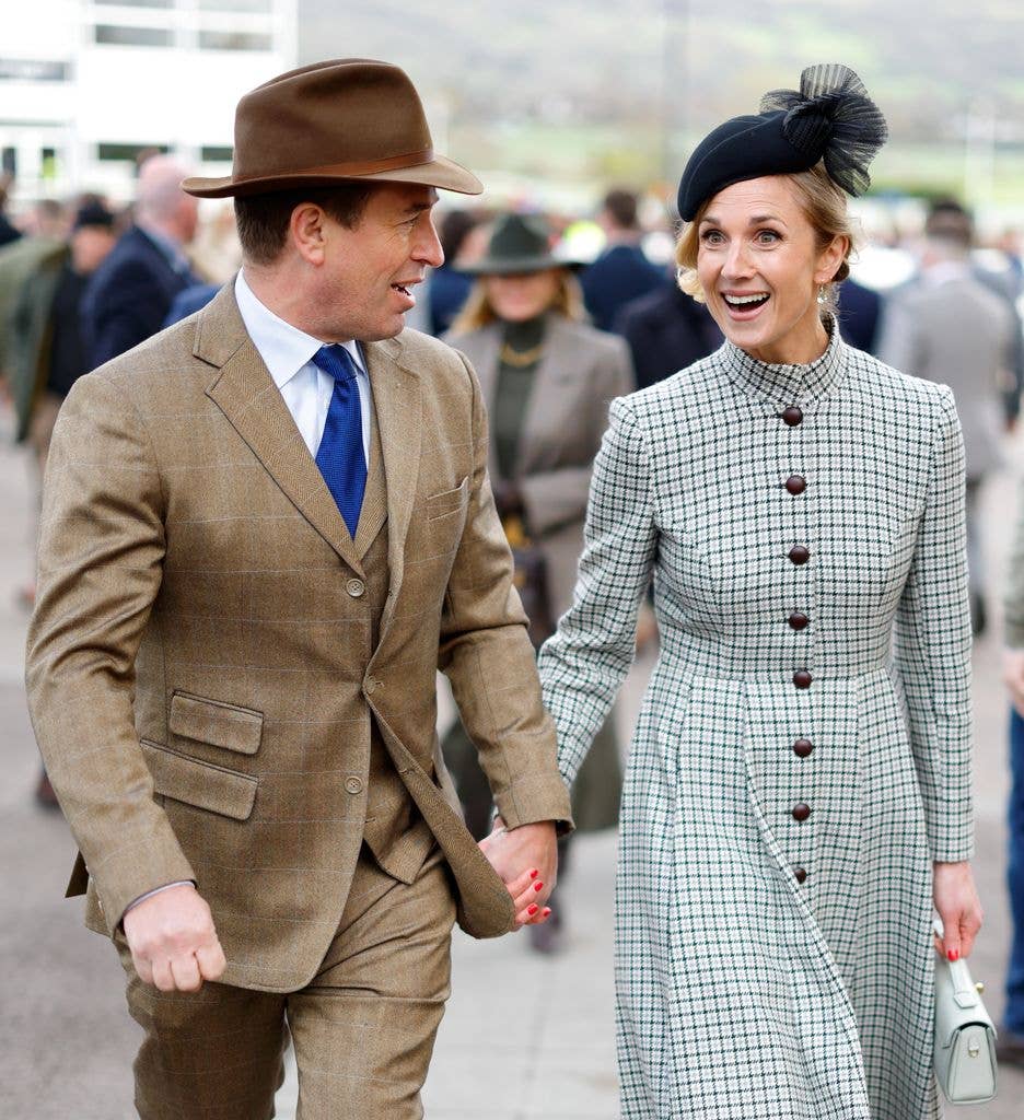 Harriet Sperling and Peter Phillips in races looks