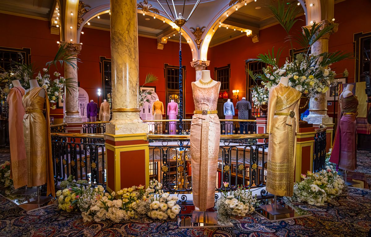 A view of clothing as Princess Sirivannavari Nariratana Rajakanya attends the exhibition opening of Chud Thai with traditional National Thai Costumes at Hotel des Indes on April 9, 2026 in The Hague, Netherlands