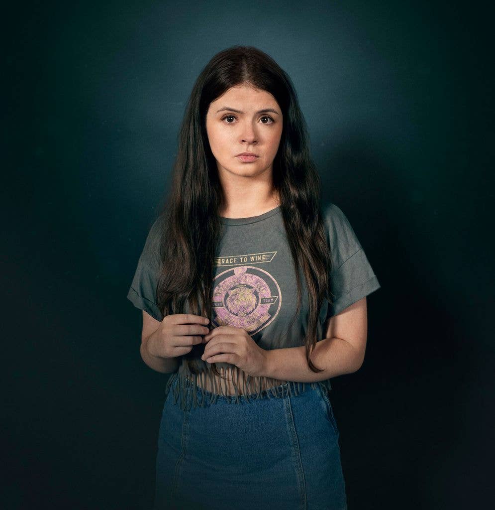 Emily Coates plays Sarah's teenage daughter Katie